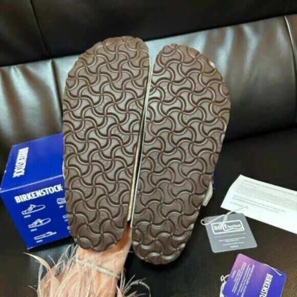 New Birkenstock Boston Taupe Suede Clog Sandal - Picture 3 of 5